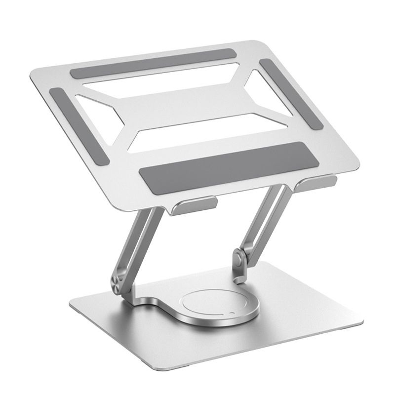 Adjustable Laptop Stand with 360° Rotating Heavy Base (Dual Shaft 360°, Sil)
