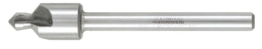 Sherwood 100掳, Countersink, 3/16in., Straight Shank, 3 fl, Cobalt High Speed Steel SHR0205053G