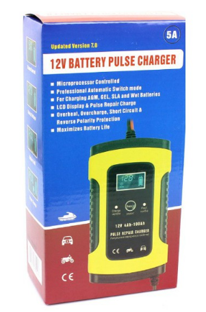 Foxsur 12V 5A Car Battery Motorcycle Acid Charger Intelligent Auto Motorcycle Battery Pulse Repair