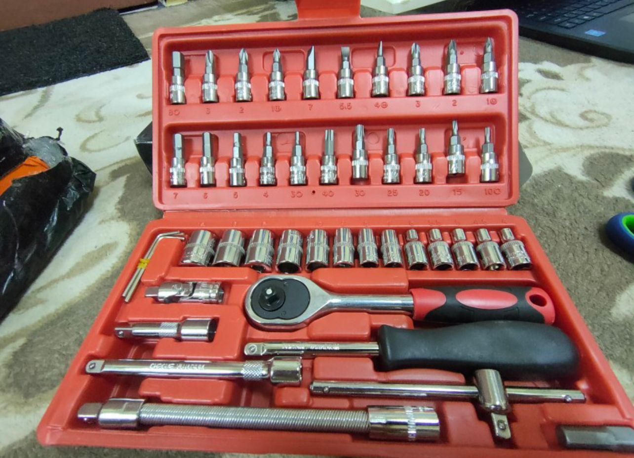 Dr Soket Wrench Set Auto Car Ratchet Spanner Bit Tool Box Combination Repairing Tools Kit 46pcs