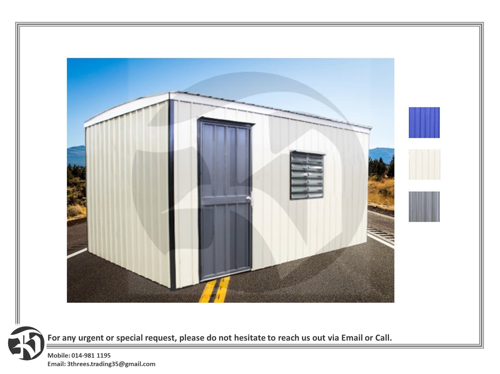 Portable Heavy Duty Cabin / Mobile Cabin Office -Various Size (ONLY FOR PENANG)