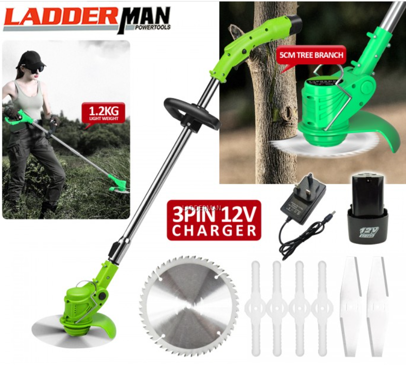 LADDERMAN 12V / 24V LITHIUM BATTERY CORDLESS GRASS TRIMMER LAWN MOWER ELECTRIC MESIN RUMPUT GRASS CUTTER BATERI