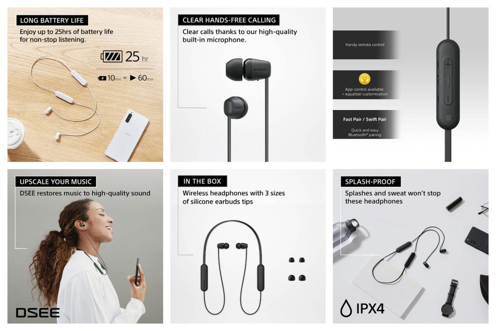 *Sony WI-C100 Wireless In-ear Headphones (BLACK)