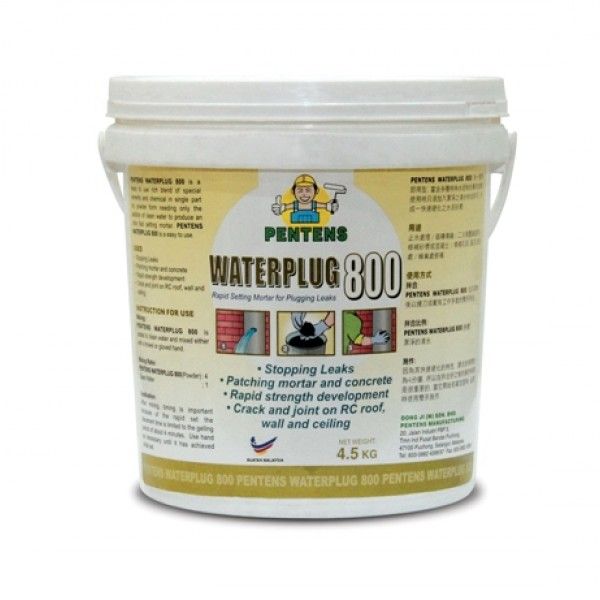 Pentens Waterplug T-800 Rapid Setting Mortar for Plugging Leaks 4.5KG