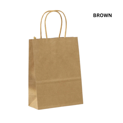 QP KRAFT PAPER BAG 21CM X 11CM X 27CM (MEDIUM) BROWN 100PCS
