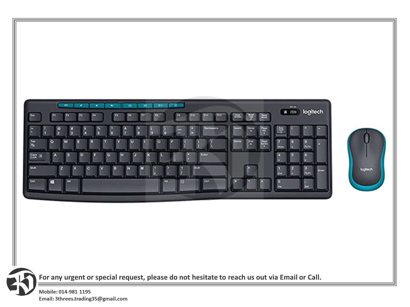 LOGITECH MK275 Wireless Keyboard and Mouse Combo, 2.4 GHz Wireless, Compact Wireless Mouse