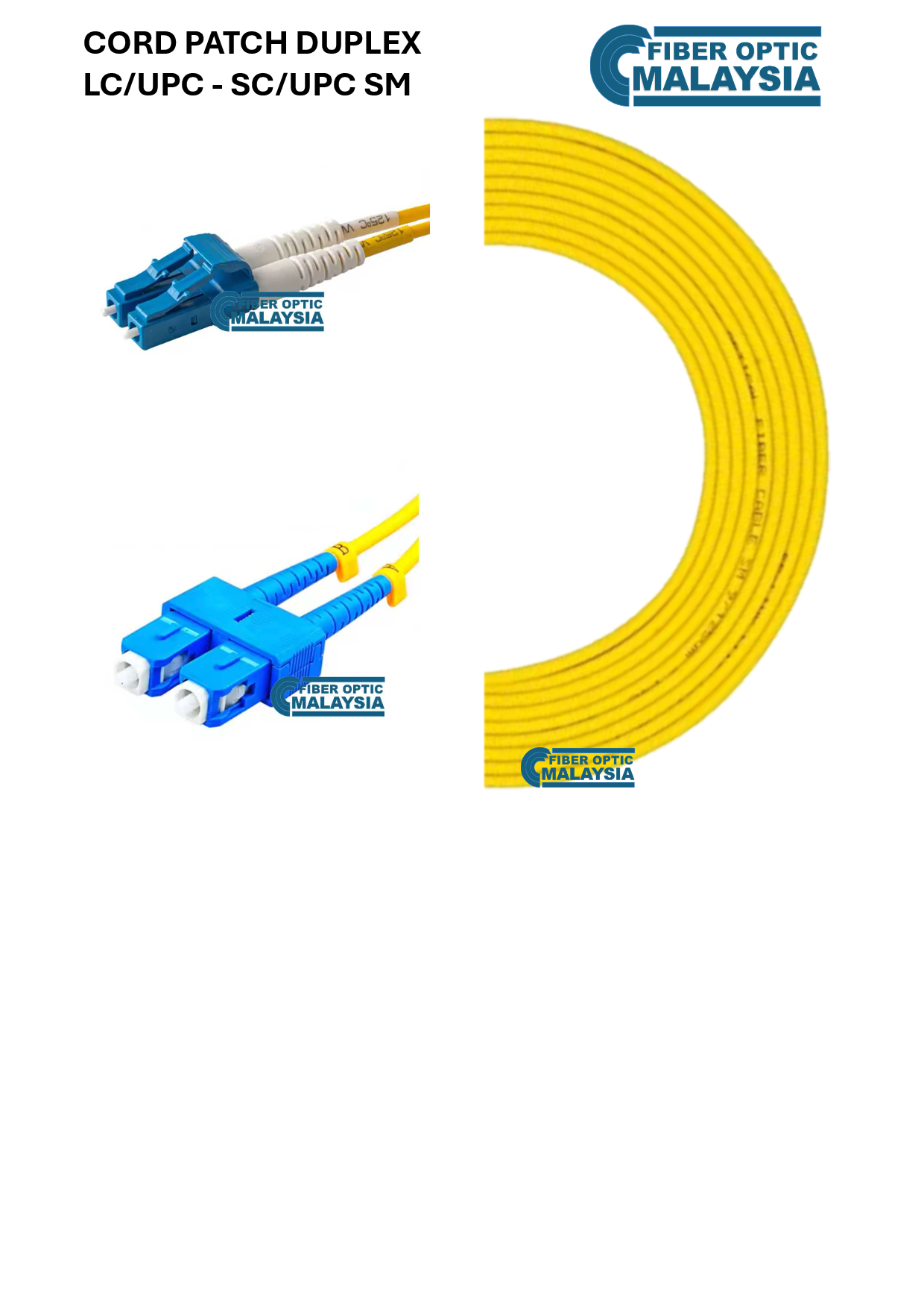FIBER CORD PATCH SC/UPC LC/UPC (SM) 10M
