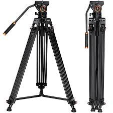 72"/1.8m Video Tripod Aluminum Transverse Center Column 17.6lbs/8KG with Fluid Head, for DSLR Camcorders Camera VA18+ VH081