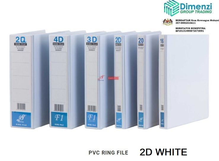 F1 2D Ring White PVC File (16mm / 25mm / 40mm / 50mm / 65mm / 80mm)