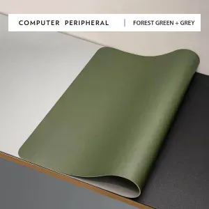 High Quality Waterproof PU Leather Mousepad Keyboard Mat (Stitched) Green Grey pad,80 X 40CM MP-6030-KK