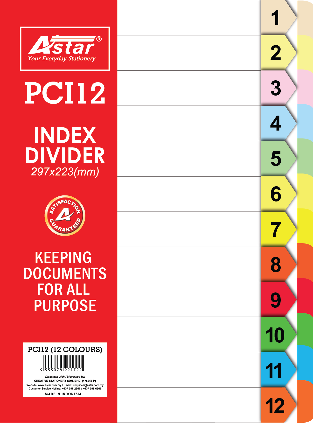 PCI12 ASTAR INDEX DIVIDER