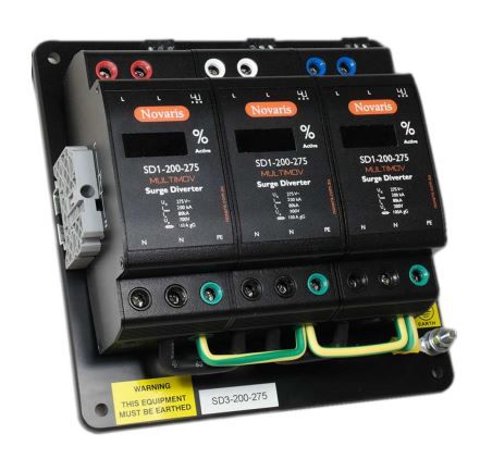 Surge Diverter, MULTIMOV, 3 Phase, 200kA, 275VAC, Digital Display, Alarm contact SD3-200-275