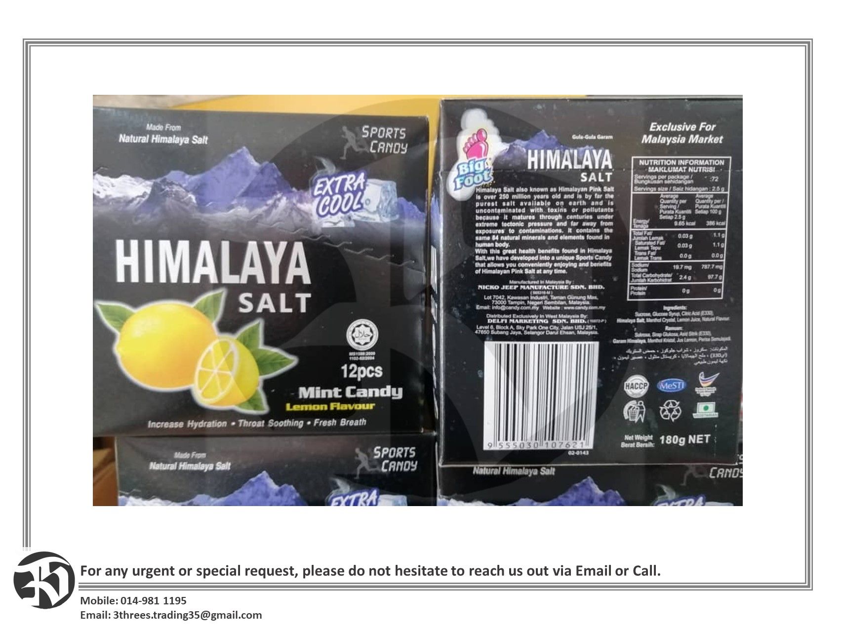 Himalaya Salt Sports Candy – Extra Cool Lemon 12 packs x 15g