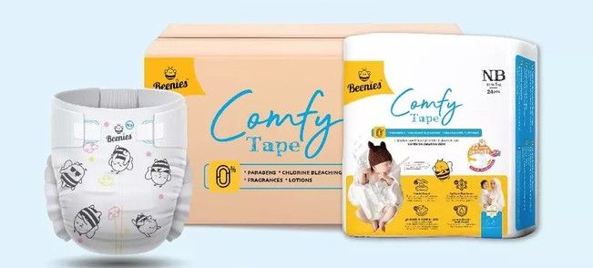 Beenies Comfy Tape CONVENIENCE Pack Lampin Bayi Jenis Tape Pek Kemudahan / Baby Diapers Tape NB-XL 12 Packs (1 Carton) NB24 Tape 1Ctn New SL-11135-11139-NEW-CTN-KK