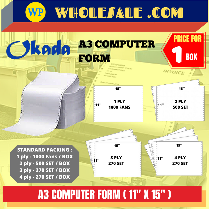 COMPUTER FORM A3 NCR COMPUTER PAPER (11'' X 15'') - ALL SIZE /Computer Form /Computer Paper /Paper /A3 /A3 Paper