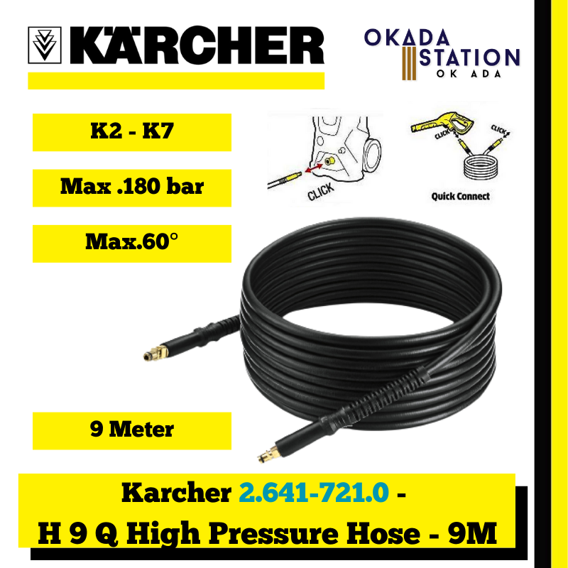Karcher H 9 Q - High Pressure Hose Quick Connect - 9m (Compatible For K2-K7) / Quick Connect High Pressure Hose / High Pressure Hose / Quick Connect Hose / 9 Meter / K2-K7