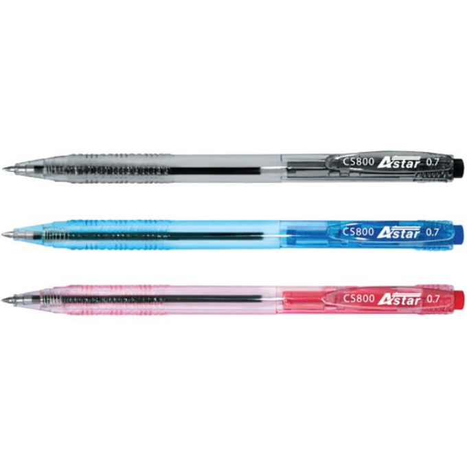 ASTAR CS800 0.7MM BALL POINT PEN (BLACK/BLUE/RED) (50 PCS/BOX)