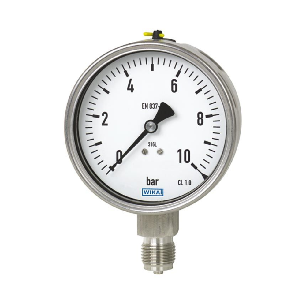 WIKA NPT 1/2 Analogue Pressure Gauge 4bar Bottom Entry 100mm Outside Diameter 9021094