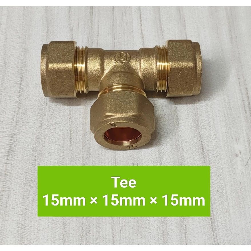 Copper Brass Stainless Steel Compression Tube Fitting Pipe (Tee) 15mm 22mm