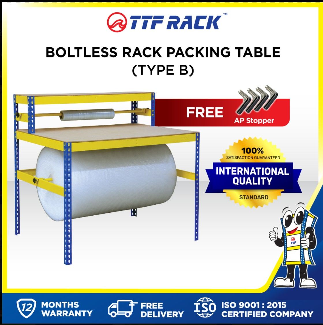Boltless Rack Packing Table Type B (Yellow & Blue)