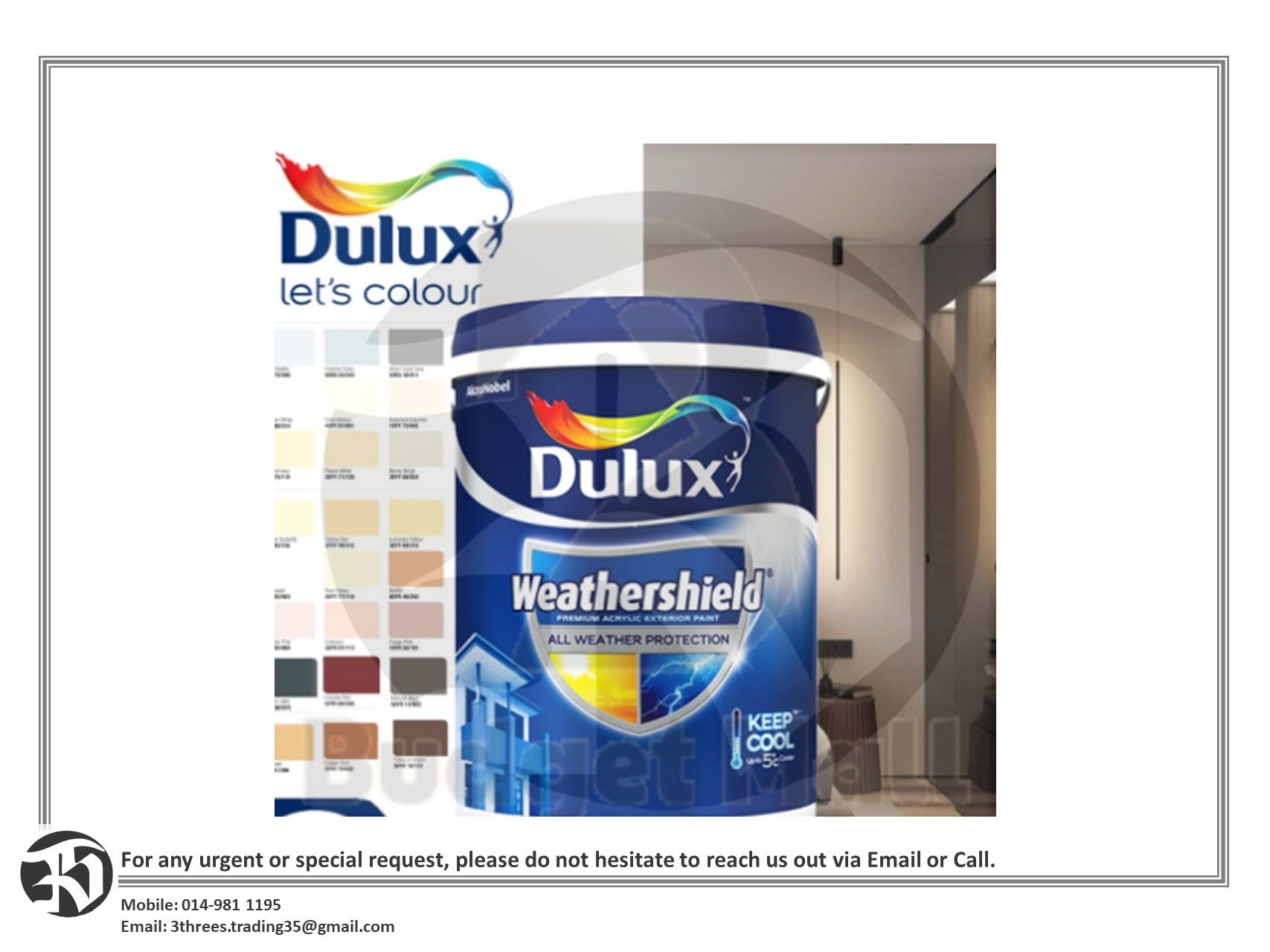 ICI Dulux Weathershield Cat Dinding Luar - 5 Liter (Black)
