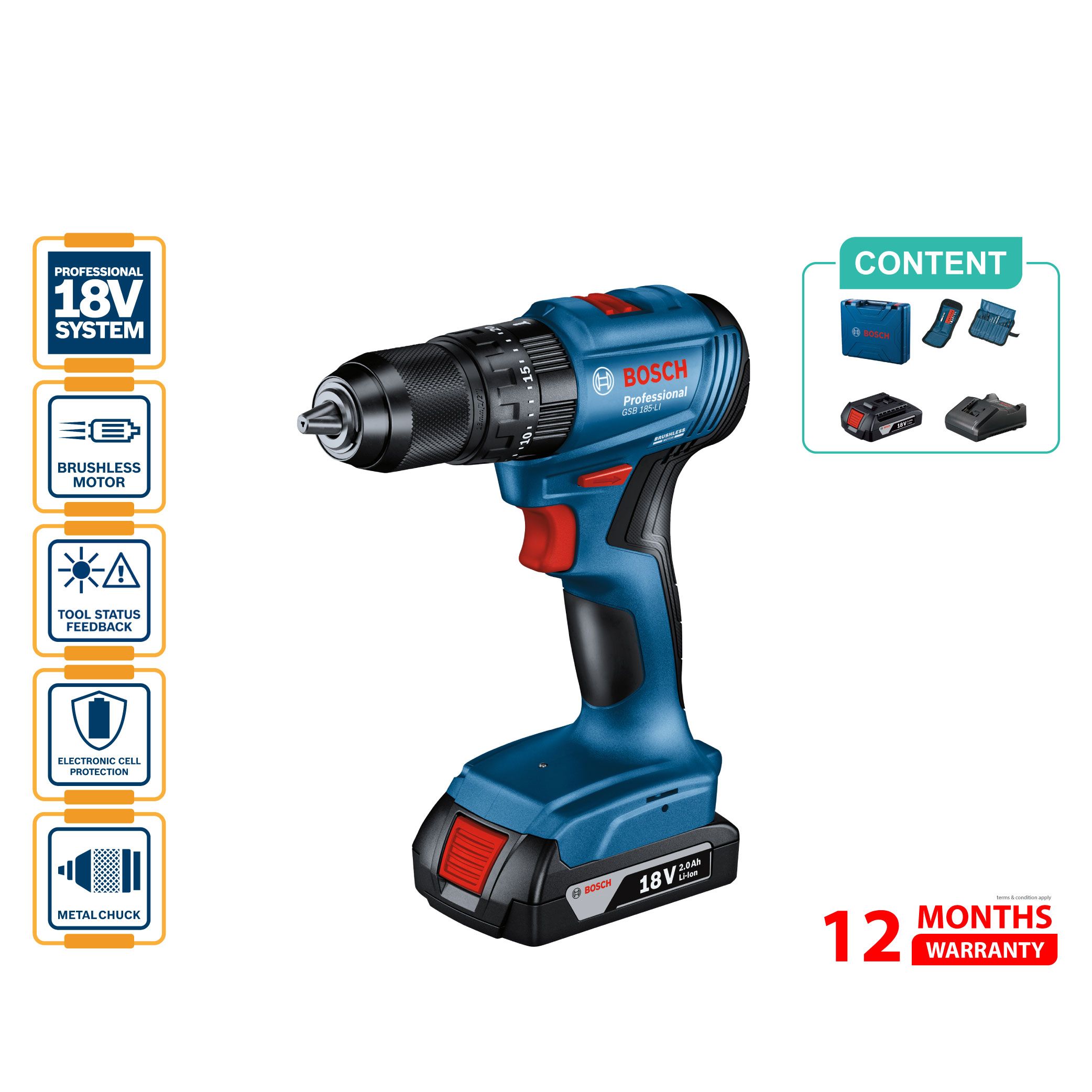 BOSCH GSB 185 LI Cordless Impact Drill - 06019K31L2