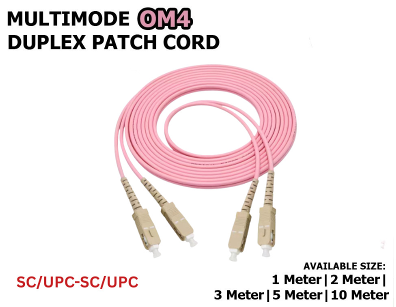 OM4 DUPLEX MULTIMODE FIBER PATCH CORD CABLE SC/UPC-SC/UPC 2.0MM AQUA (1|2|3|5|10M) PCM201