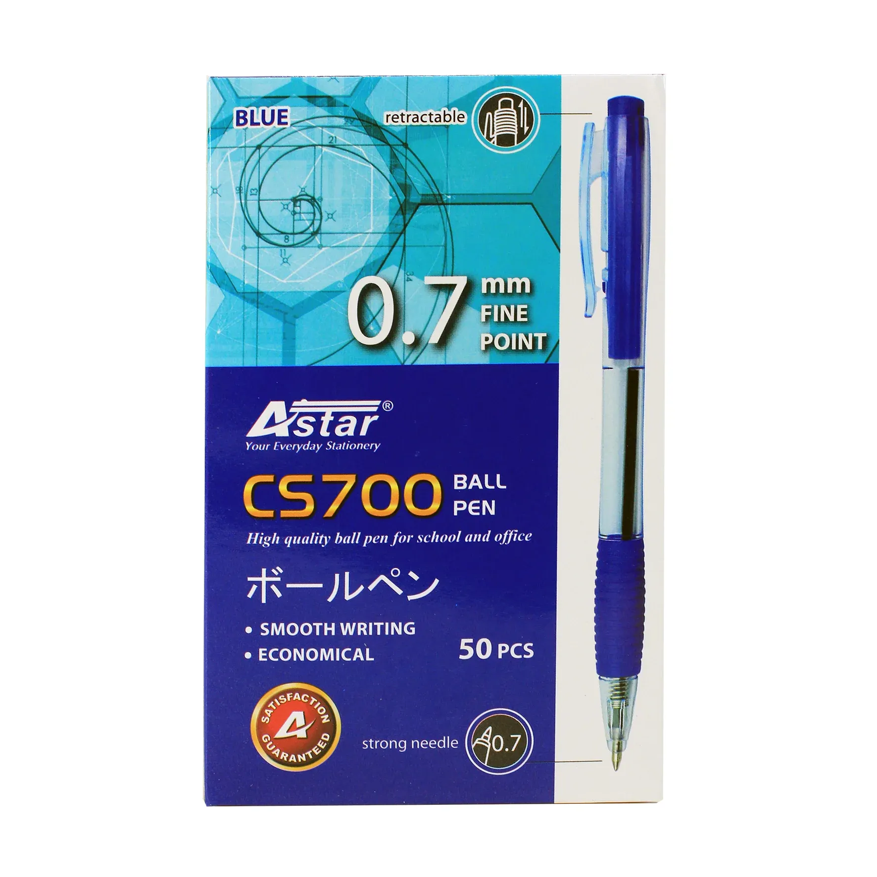 Astar Ball Pen CS-700 0.7mm Blue 50 pieces