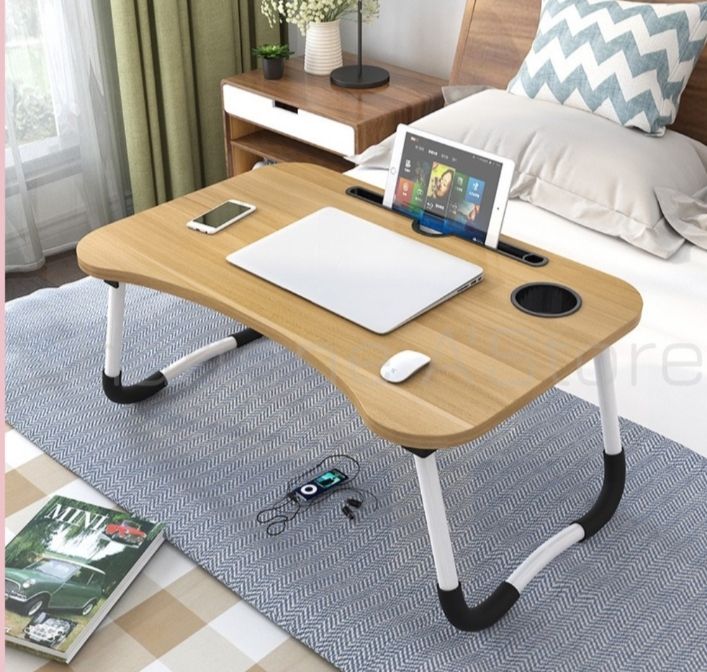 Ocha Foldable Table Anti-slip Bed Laptop Table Notebook Table Portable with Cup Holder- Free delivery semenanjung