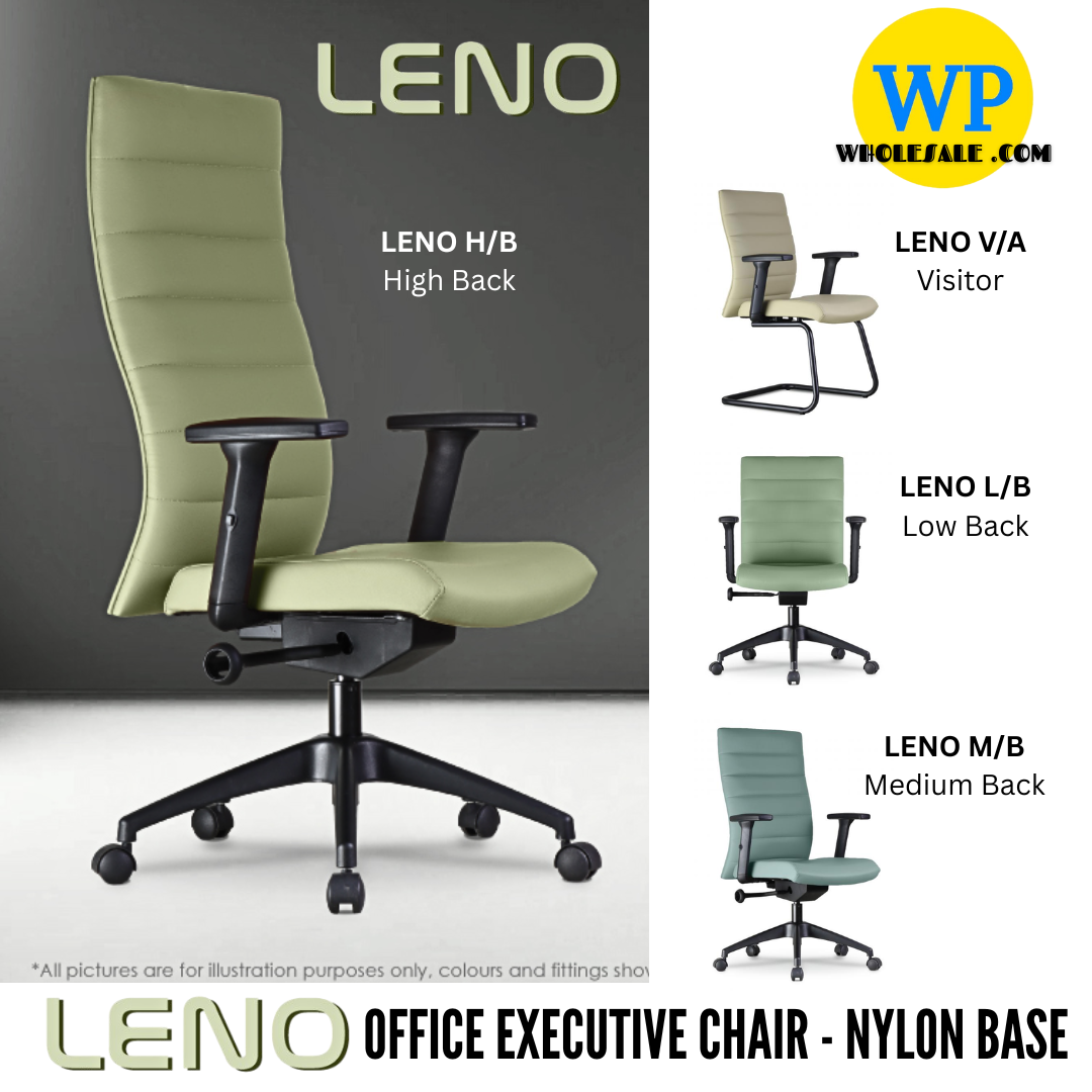CLASSIC CHAIR LENO ERGONOMIC EXECUTIVE OFFICE CHAIR - ALL SIZE / EXECUTIVE SERIES / OFFICE CONFERENCE CHAIR / OFFICE SWIVEL CHAIR / EXECUTIVE CHAIR / DIRECTOR CHAIR / OFFICE CHAIR / NYLON BASE / FABRIC / PU LEATHER / LENO