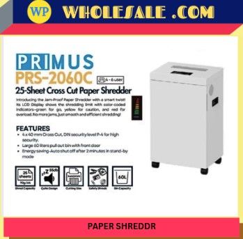 Primus PRS-2060C Paper Shredder (Cross Cut) -20 sheets (60L)