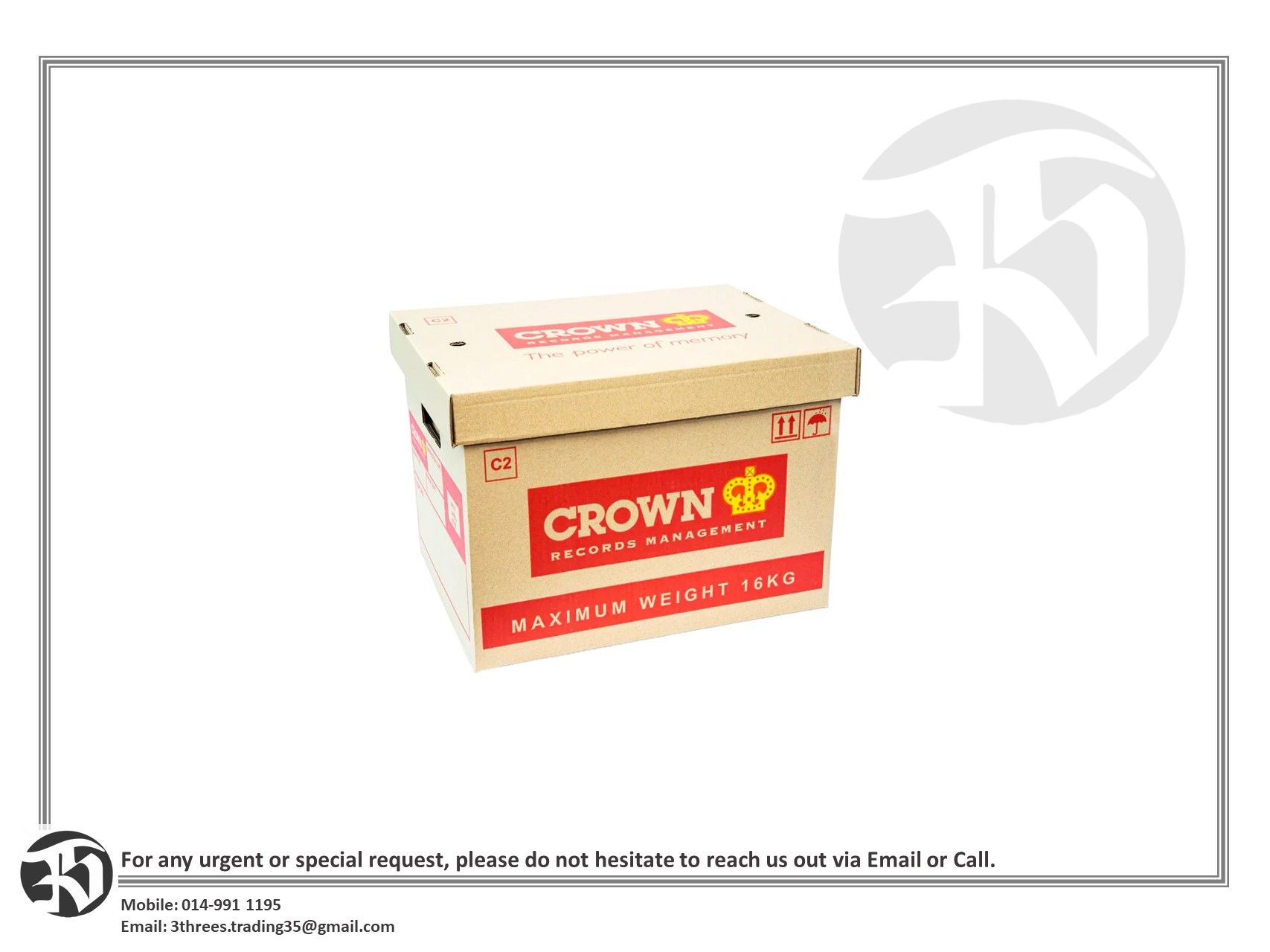 CROWN C2 file storage carton box with lid - medium (pack of 5)