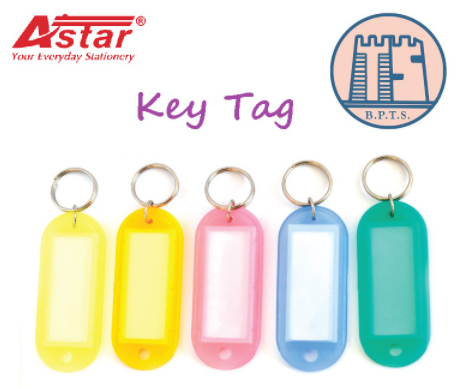 Astar Key Tag / Key Holder / transparent Colour Key Chain With Ring Key SR 202A