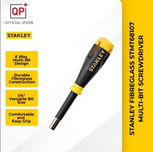 STANLEY FIBREGLASS STMT68107 MULTI-BIT SCREWDRIVER 1/4"  6 WAY SKRUDRIVER OBENG MULTI BIT  螺丝刀-