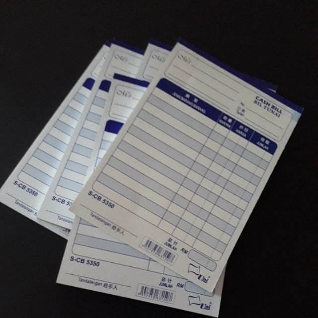 Mini size cash bill books single ply