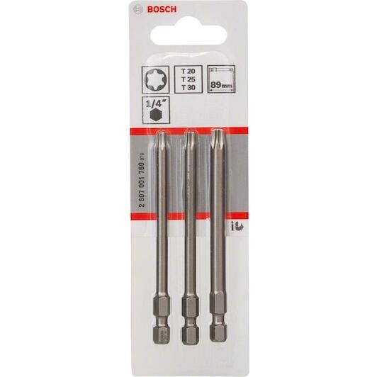 BOSCH 89MM Silver Extra Hard Mixed 3 Pack Screwdriver Bit T20 T25 T30 2607001760 2607001 760
