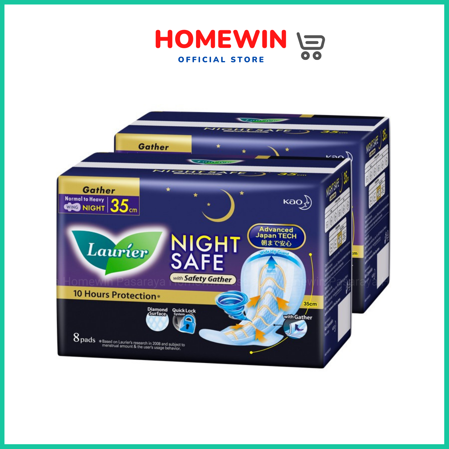 Loose 1 Pack x 16pcs Laurier Night Safe Guard Wing 35cm