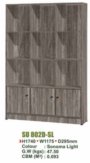 SU FILE CABINET WITH DOORS SU 802D - SL/N.OAK/WN