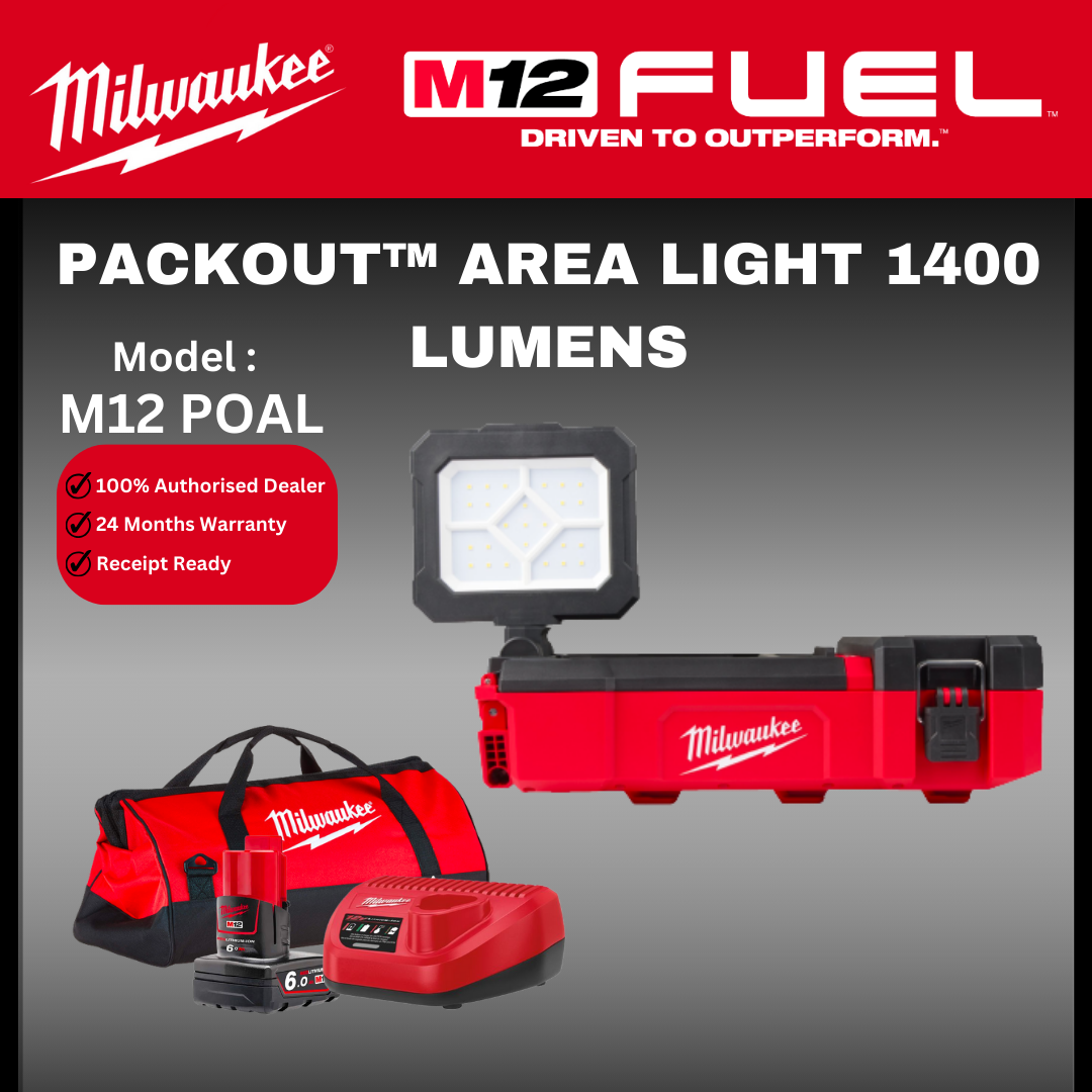 Milwaukee M12 PACKOUT AREA LIGHT 1400 LUMENS / M12 POAL / Safety light Box / Area Working Light / Task Light / Area Light / Work Light / Lampu Kerja / Milwaukee Light / Milwaukee Lampu