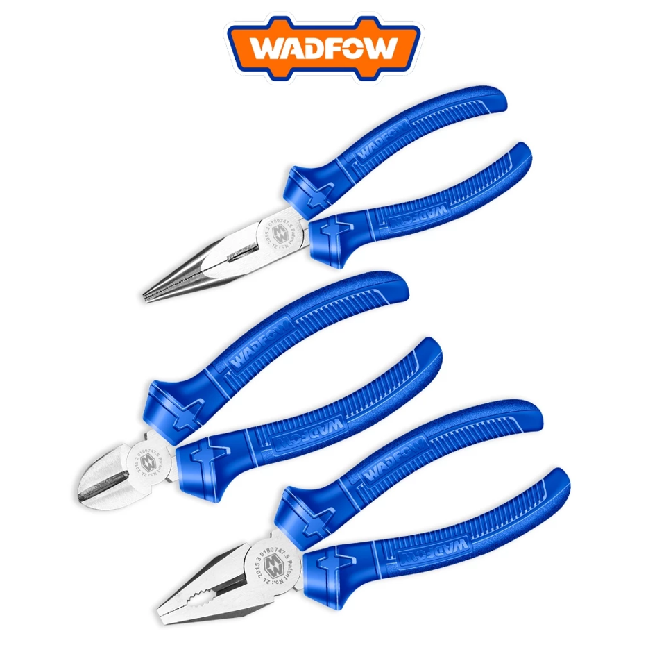 WADFOW 3 PCS PLIERS SET (6") INCL. COMBINATION + LONG NOSE + DIAGONAL CUTTING (WPS0623)
