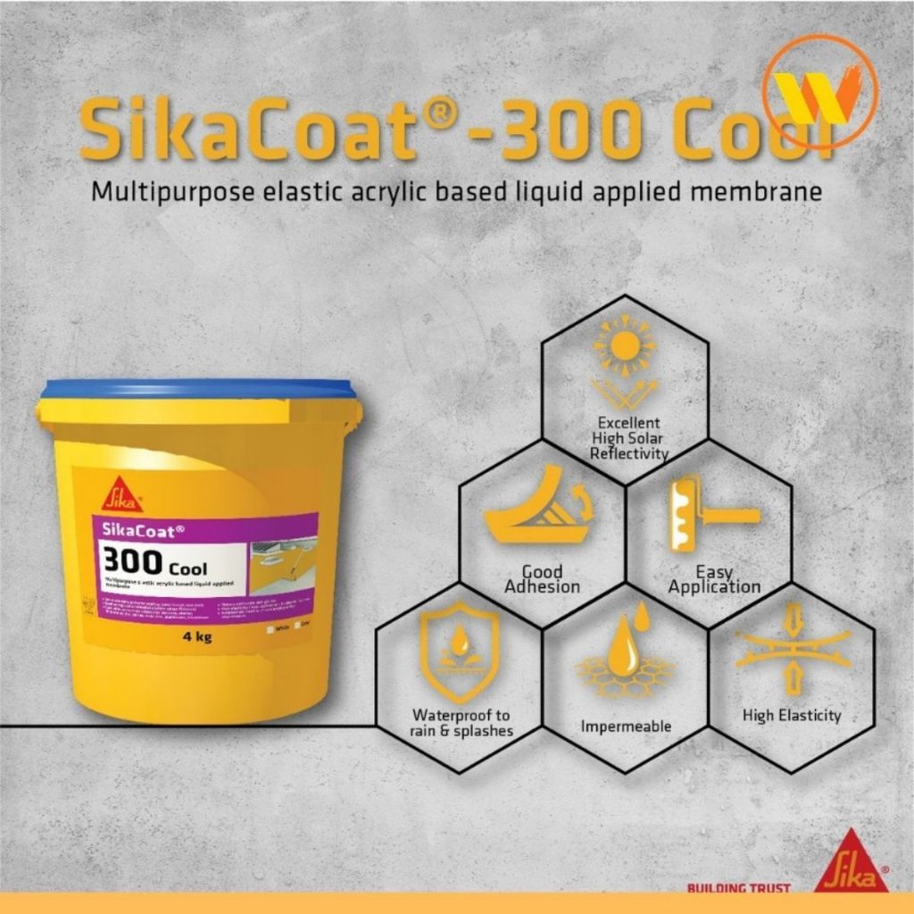 SIKA COAT 300 COOL 4KG FOR ROOFTOP AND BELCONY