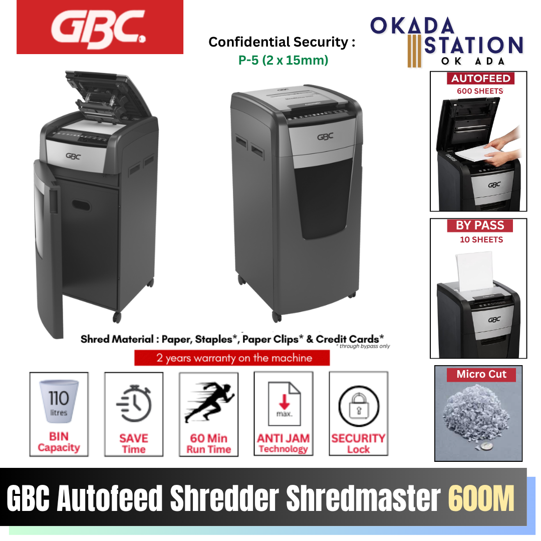 GBC Autofeed Shredder ShredMaster 600M / 600M / Hands Free Paper Shredder / Office Paper Shredder / Micro Cut / Mesin Pencincang / Mesin Potong Kertas