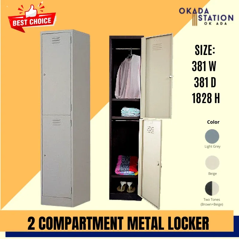 2 COMPARTMENT METAL LOCKER / 2 DOOR LOCKER / CABINET / LOCKER /