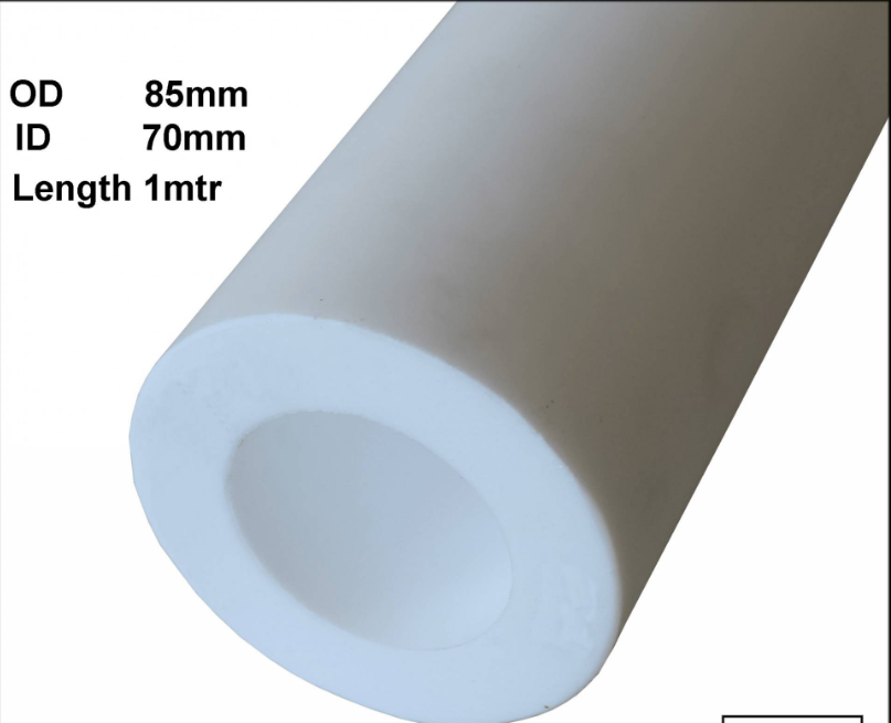 PTFE HOLLOW ROD OD 85MM X ID 70MM X 1MTR L WHITE COLOR TUBE HOLLOW PIPE ROUND BAR