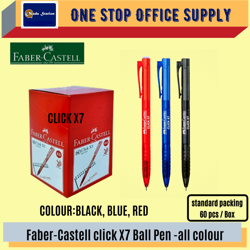 FABER CASTELL CLICK X7 BALL PEN 1422 -ALL COLOUR / Faber Castell / Ball Pen / Click X7 / Faber Castell Pen / Faber Castell Click X7 Ball Pen