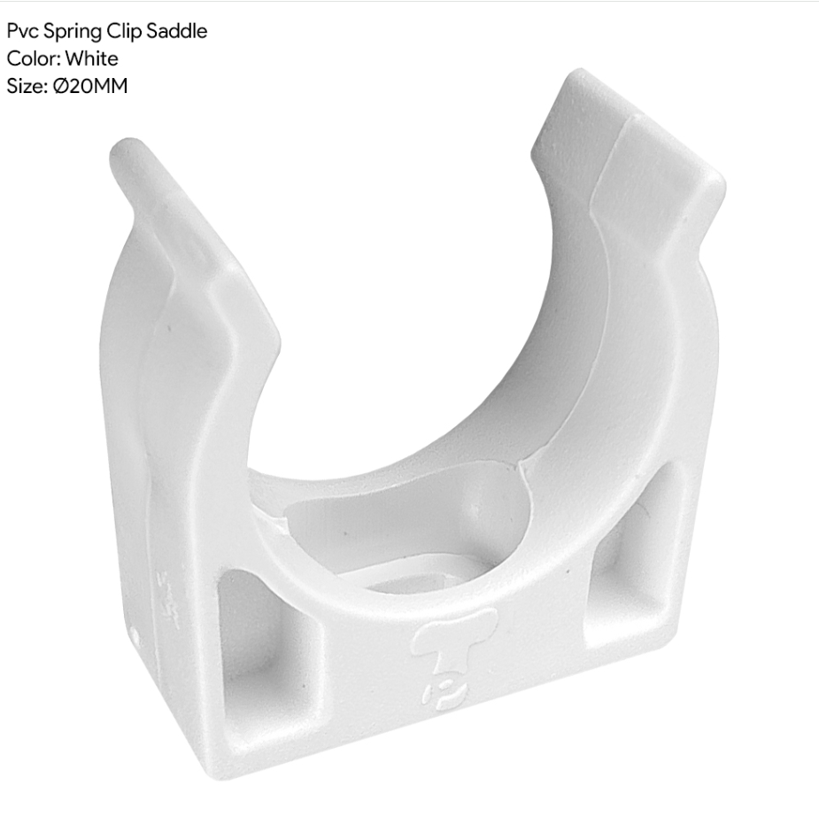 RANDOM WHITE PVC SPRING CLIP SHADDLE 20MM (RANDOM)
