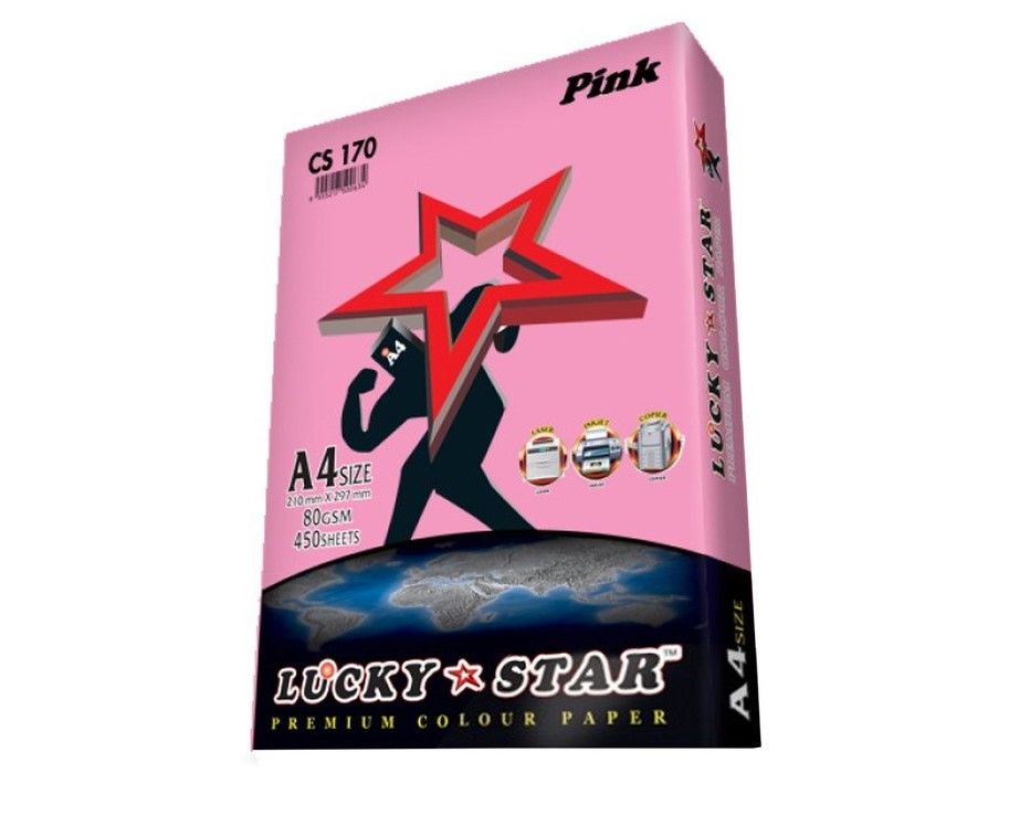 Lucky Star A4 Premium Colour Paper 80gsm 450 sheets Pink