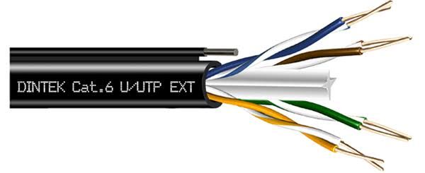 CAT6 4pair UTP Outdoor Cable with Steel Wired, 23AWG (PE Black) SIRIM