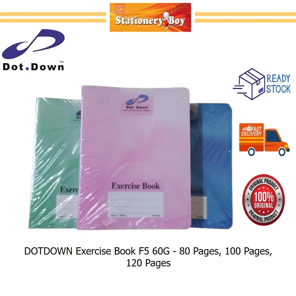 DOTDOWN Exercise Book F5 60G / Buku Latihan - 80 pages, 100 pages, 120 pages