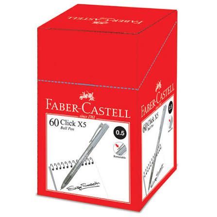 FABER CASTELL BALL PEN CLICK X5-BLACK (BOX-60 PIECES)